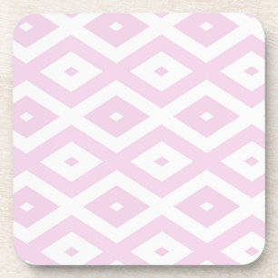 Pale pink and white diamond pattern coaster