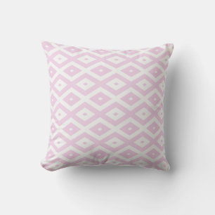 Pale pink and white diamond pattern cushion