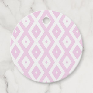 Pale pink and white diamond pattern favour tags