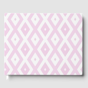 Pale pink and white diamond pattern guest book
