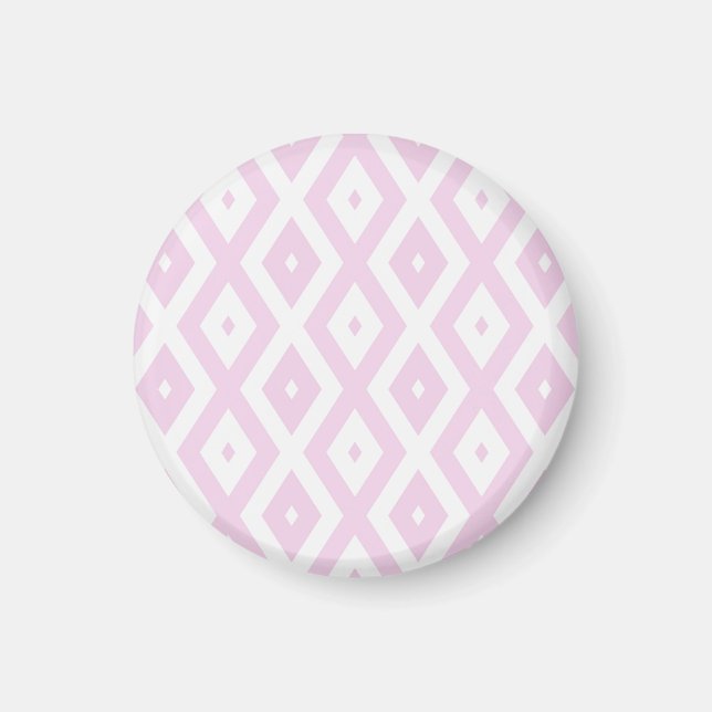 Pale pink and white diamond pattern magnet (Front)