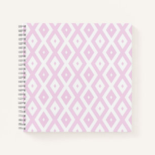 Pale pink and white diamond pattern notebook