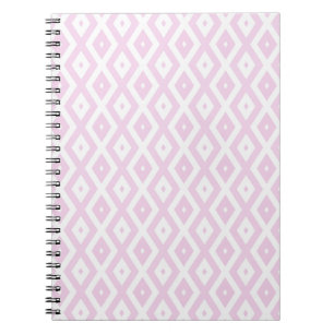 Pale pink and white diamond pattern notebook