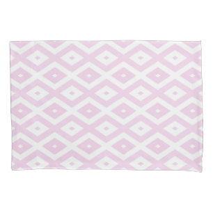 Pale pink and white diamond pattern pillowcase