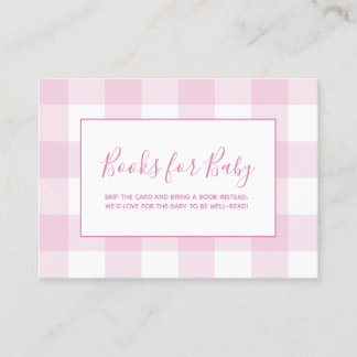 Pale Pink and White Gingham Plaid Books for Baby Enclosure Card