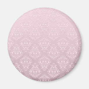 Pale Pink and White Vintage Style Damask Magnet