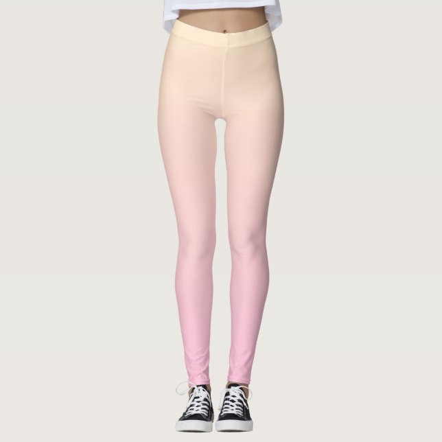 Pale pink and yellow gradient background leggings (Front)