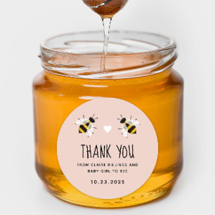 Pale Pink Baby to Bee Thank You Shower Favour Classic Round Sticker