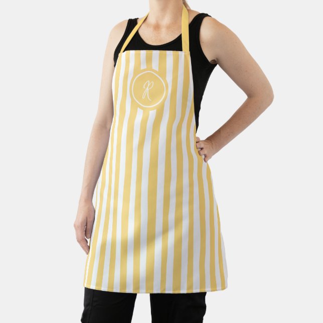 Pale Pink Beach Stripe Personalised Monogram  Apron (Insitu)