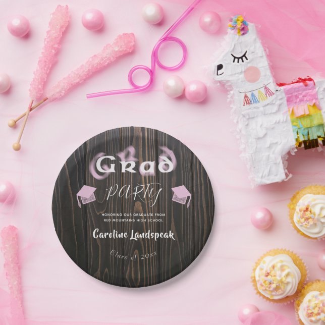 Pale Pink Blurred Typography Graduation Party Paper Plate (Party)