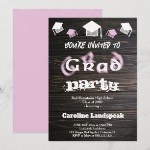 Pale Pink Blurry Text for Graduation House Party Invitation