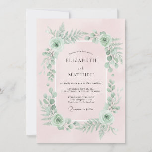 Pale Pink Botanical Flourish Wedding Invitation
