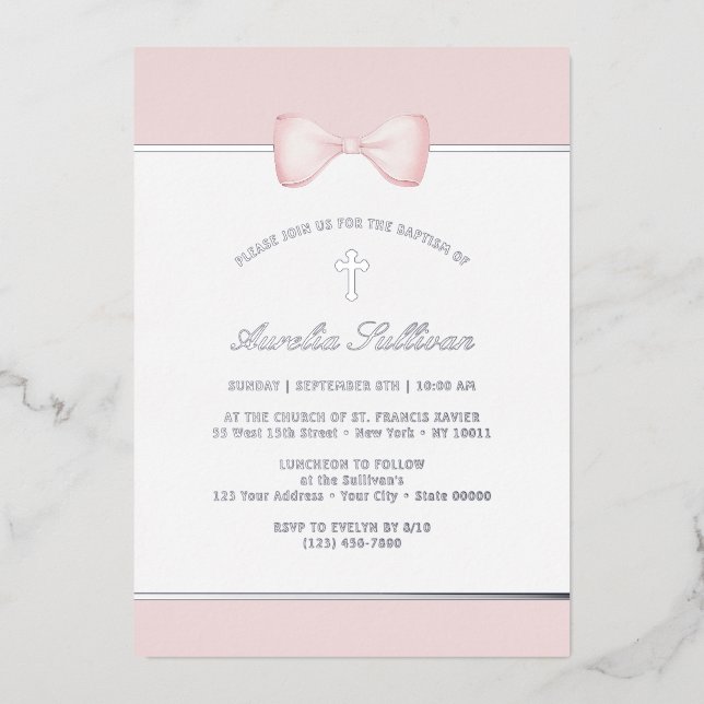 Pale Pink Bow Baptism (Front)
