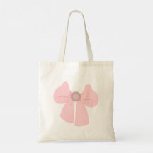 Pale pink bow with button Tote Bag