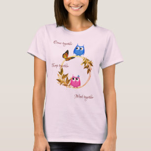 Pale Pink Butterfly Owl T-Shirt