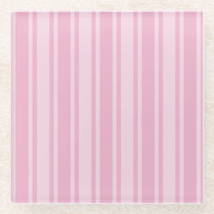 Pale pink candy stripes glass coaster