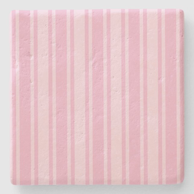 Pale pink candy stripes stone coaster (Front)