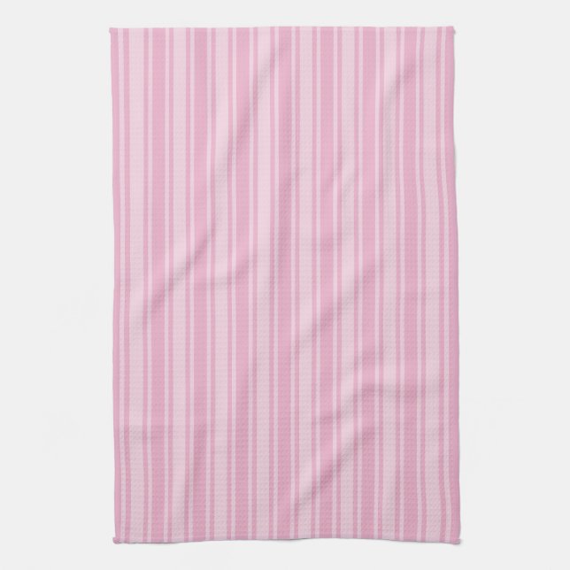 Pale pink candy stripes tea towel (Vertical)