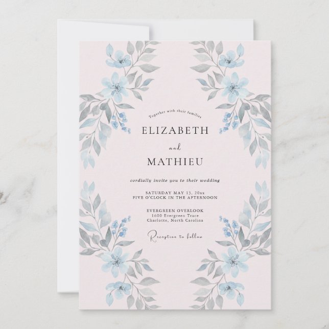 Pale Pink Celeste Painted Wedding Invitation (Front)