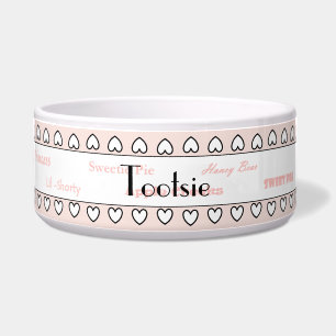 Pale pink - Ceramic Pet Bowl with hearts - HAMbWG