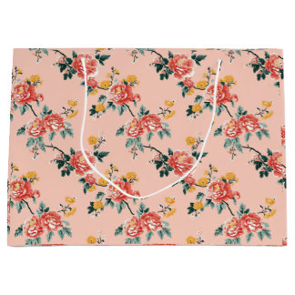 Pale Pink Chinoiserie Floral Large Gift Bag
