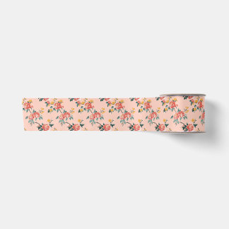 Pale Pink Chinoiserie Floral Satin Ribbon