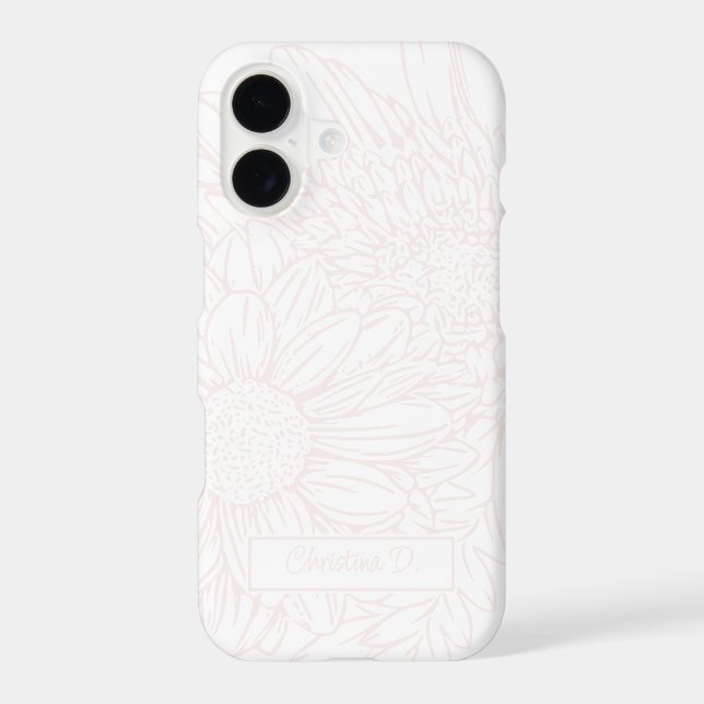 Pale Pink Chrysanthemums Line Drawing with Name (Back)