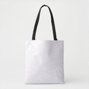 Pale Pink Chrysanthemums Line Drawing with Name Tote Bag