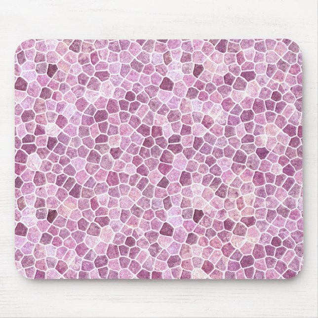 Pale Pink Cobbled Patchwork Terrazo Pattern Mouse Pad (Front)