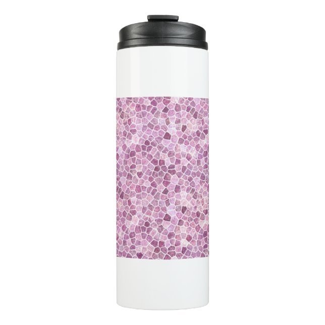 Pale Pink Cobbled Patchwork Terrazo Pattern Thermal Tumbler (Front)