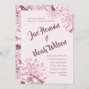 Pale Pink Dahlia Floral Wedding Invitations
