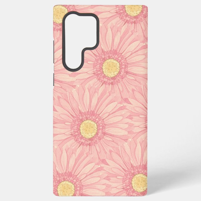 Pale Pink daisy pattern - large Samsung Galaxy S22 Ultra Case (Back)