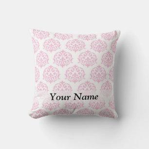 Pale pink damask cushion