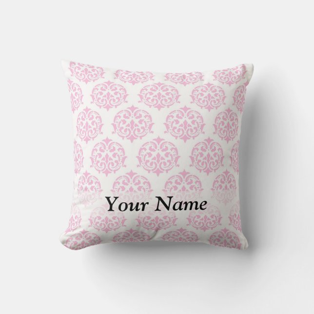 Pale pink damask cushion (Front)