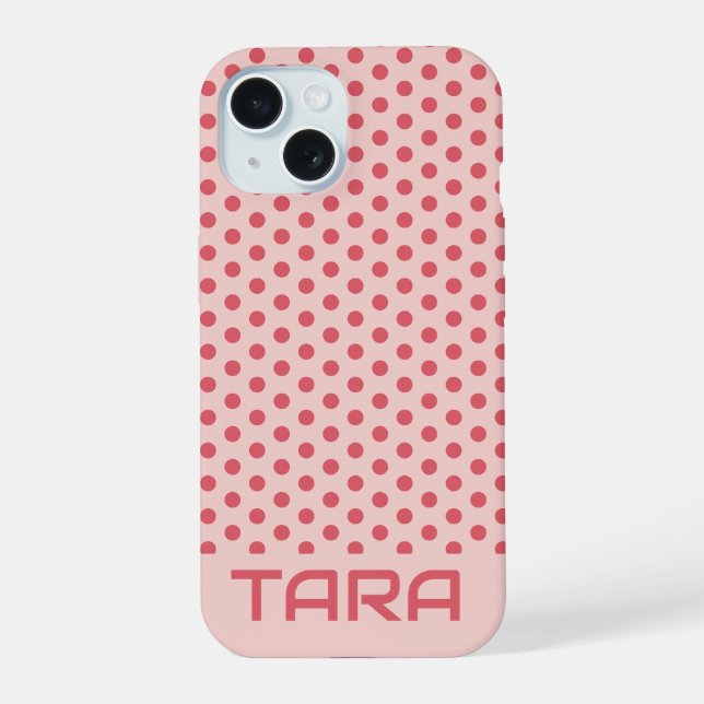 PALE PINK DOTS STYLISH SIMPLE CUSTOMIZED NAME iPhone 15 CASE (Back)