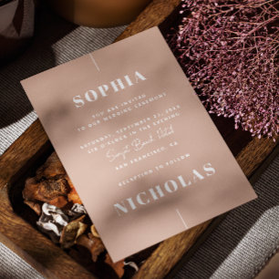 Pale pink Elegant minimalist wedding QR Code Invitation