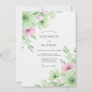 Pale Pink Ethereal Botanical Wedding Invitation