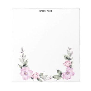 Pale Pink Floral Bottom Border Notepad