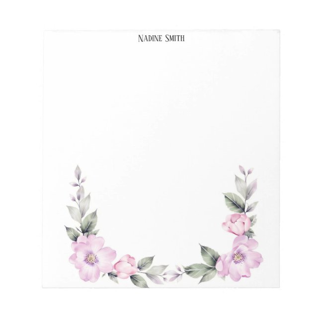 Pale Pink Floral Bottom Border Notepad (Front)