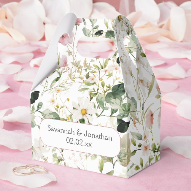 Pale Pink Floral Wedding Favour  Box (Wedding)