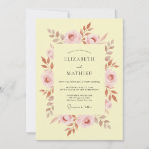 Pale Pink Floral Wedding Invitation