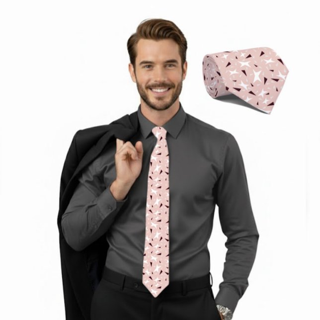 Pale Pink Geo Star & Triangle Pattern Tie (Creator Uploaded)