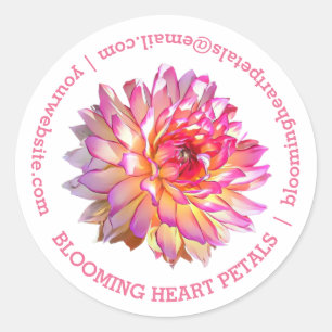 Pale Pink Giant Dahlia Business Contact Details Classic Round Sticker
