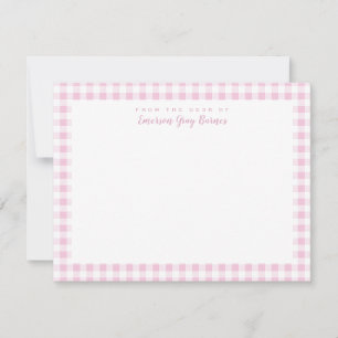 Pale Pink Gingham Check Personal Stationery Card