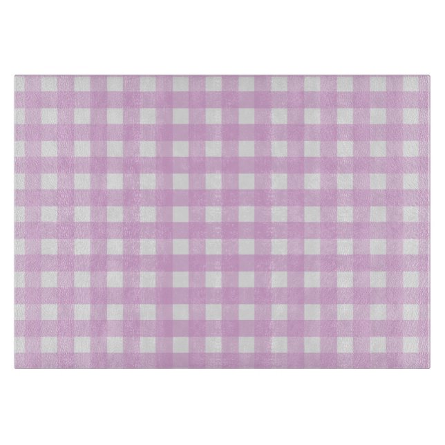 Pale pink gingham cutting board (Front)