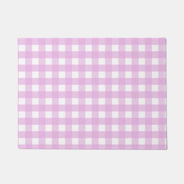 Pale pink gingham doormat (Front)