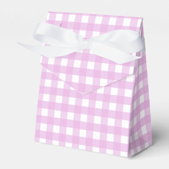Pale pink gingham favour box (Front Side)