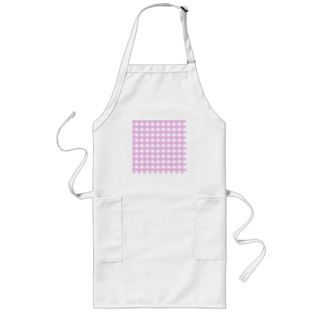 Pale pink gingham long apron (Front)