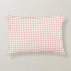 Pale Pink Gingham Pattern Accent Pillow