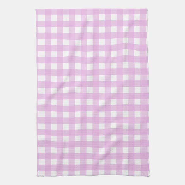 Pale pink gingham tea towel (Vertical)